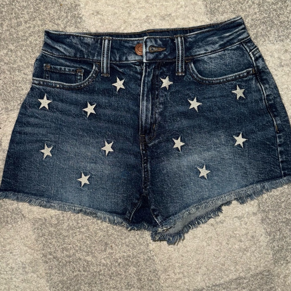 SO Dark Blue Star-Patterned Jean Shorts